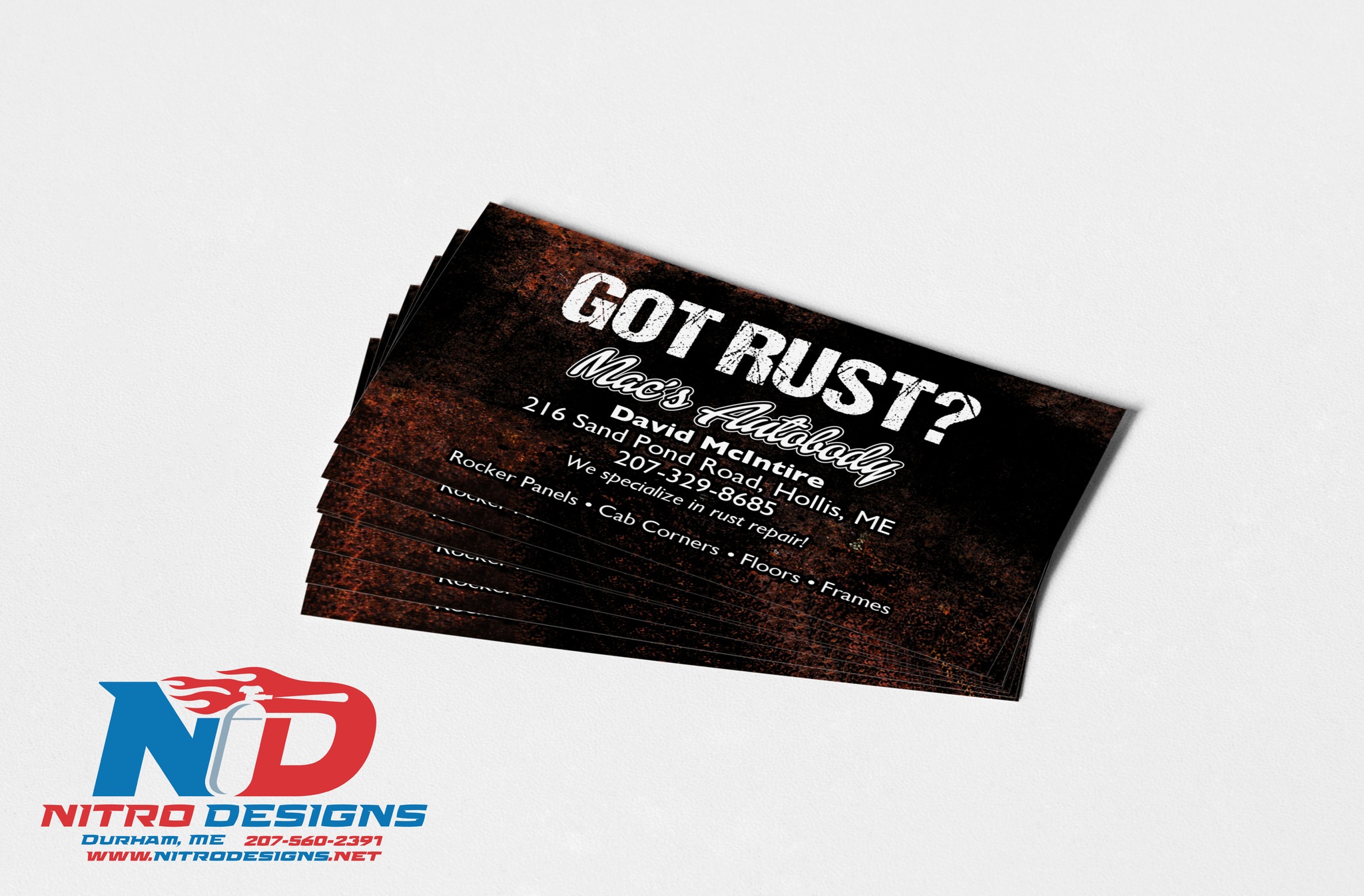 Mac's Autobody Business Cards Nitro Designs