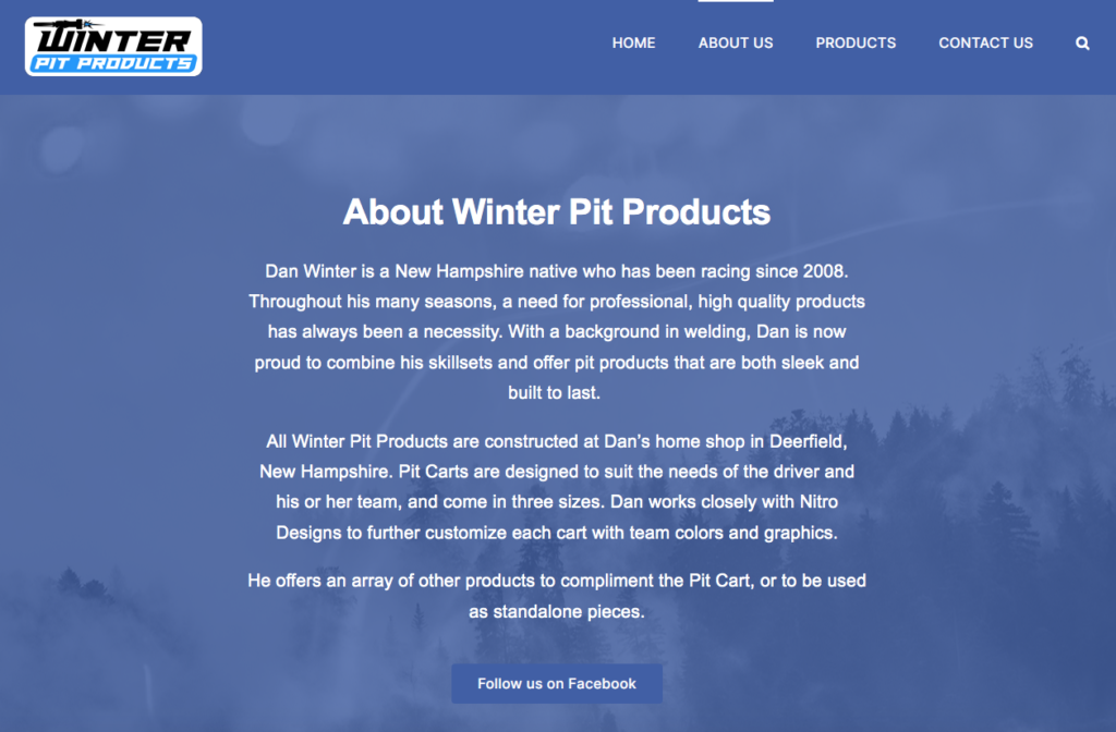 Winter Pit Products site Design Nitro Designs