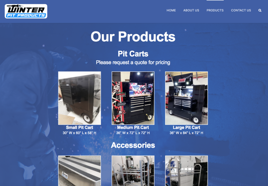 Winter Pit Products site Design Nitro Designs